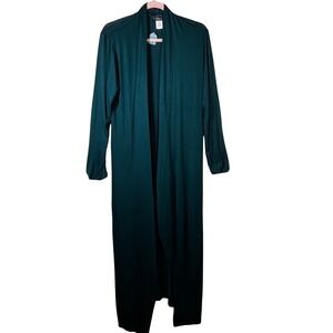 New Objex Forest Green Longline Open Front Duster Cardigan  Women's 1X